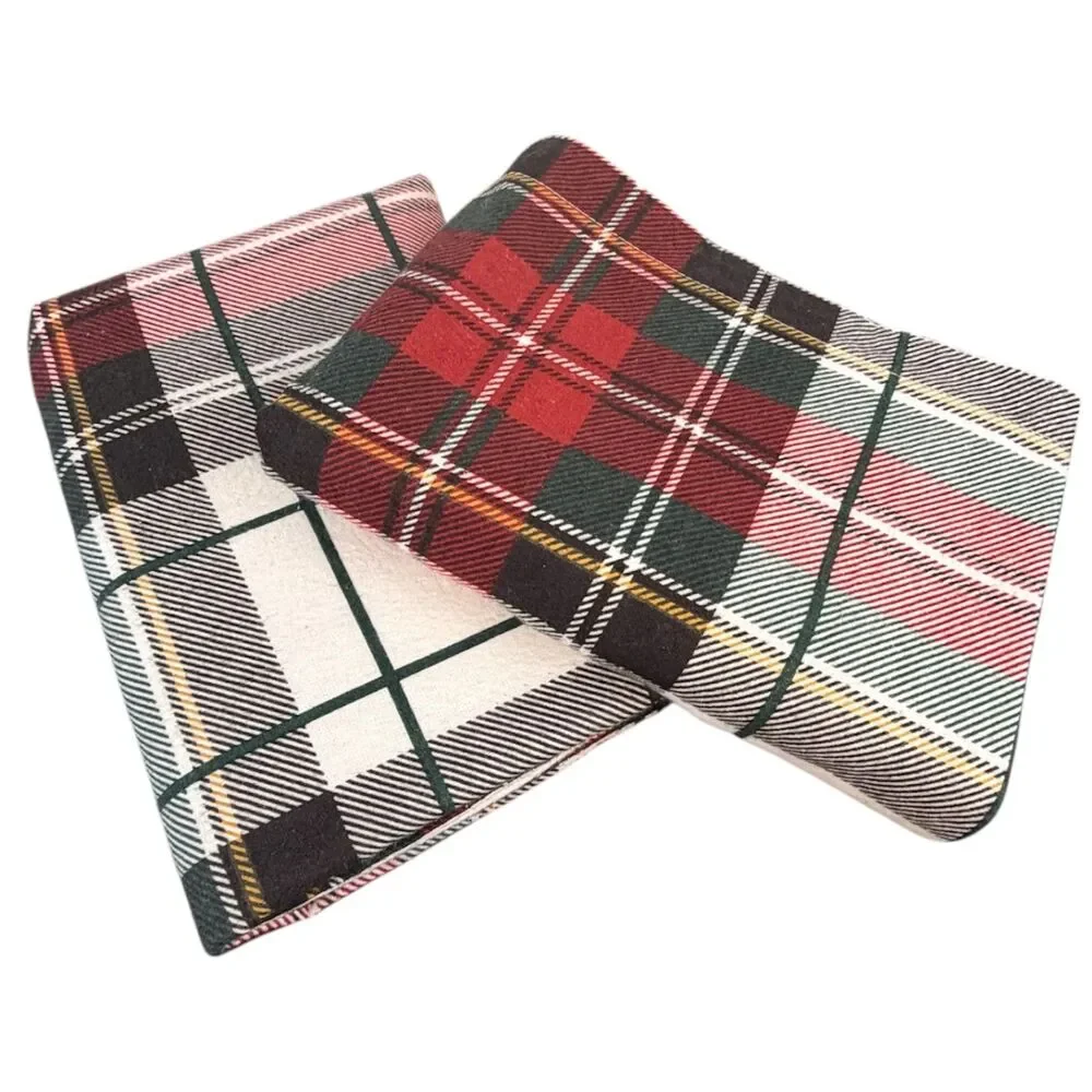 Brooks Brothers Tartan Plaid Flannel King Size Pillow Shams Red Black & White